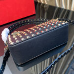 Valentino Small Rockstud Grainy Calfskin Crossbody Bag With All-Over Studs Black